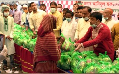 কসবায় সাড়ে ৫’শত কর্মহীন মানুষের মাঝে ঈদ সামগ্রী বিতরণ