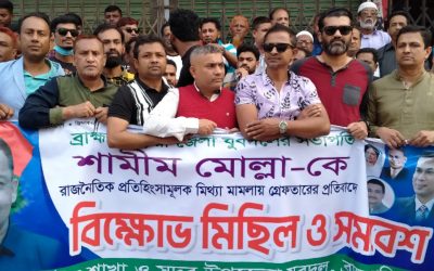 ব্রাহ্মণবাড়িয়া যুবদলের সভাপতি গ্রেফতারের প্রতিবাদে বিক্ষোভ