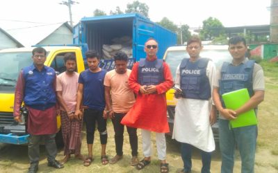 কসবায় ভারত থেকে পাচার হয়ে আসা ১০হাজার ৭৫০কেজি চিনি জব্দ,আটক-৪