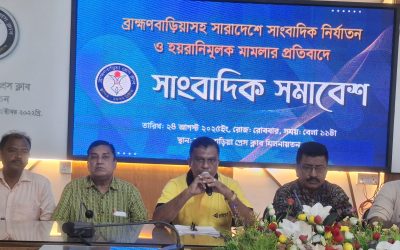 ব্রাহ্মণবাড়িয়াসহ সারাদেশে সাংবাদিক নির্যাতন ও হয়রানির প্রতিবাদে সাংবাদিক সমাবেশ