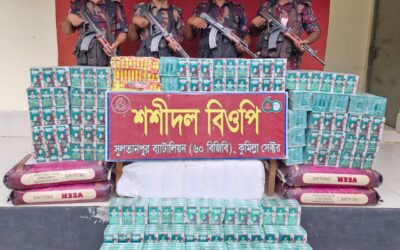 ব্রাহ্মণবাড়িয়া ও কুমিল্লা সীমান্ত থেকে বিভিন্ন চোরাই পণ্য উদ্ধার