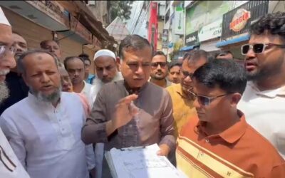 মসজিদ রোড-খালপাড় প্রস্তাবিত নতুন রাস্তা পরিদর্শন করলেন এমপি শ্যামল