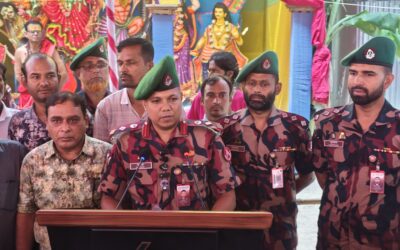 সীমান্তবর্তী পূজামণ্ডপে বিজিবির বাড়তি নিরাপত্তা, তৎপর থাকবে প্রতিমা বিসর্জনেও